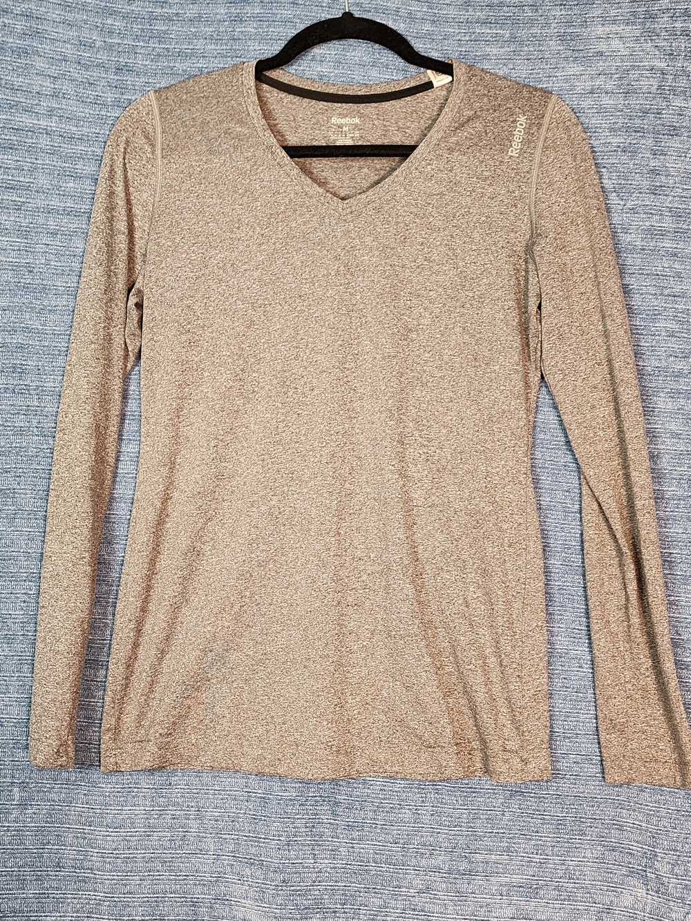 Reebok Women's Long-Sleeve V-Neck Top in Gray